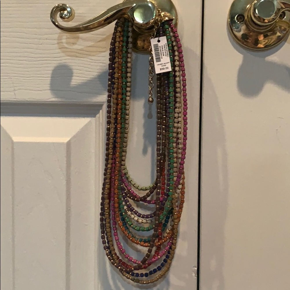 NWT Chico’s colored wood necklace gold clasp